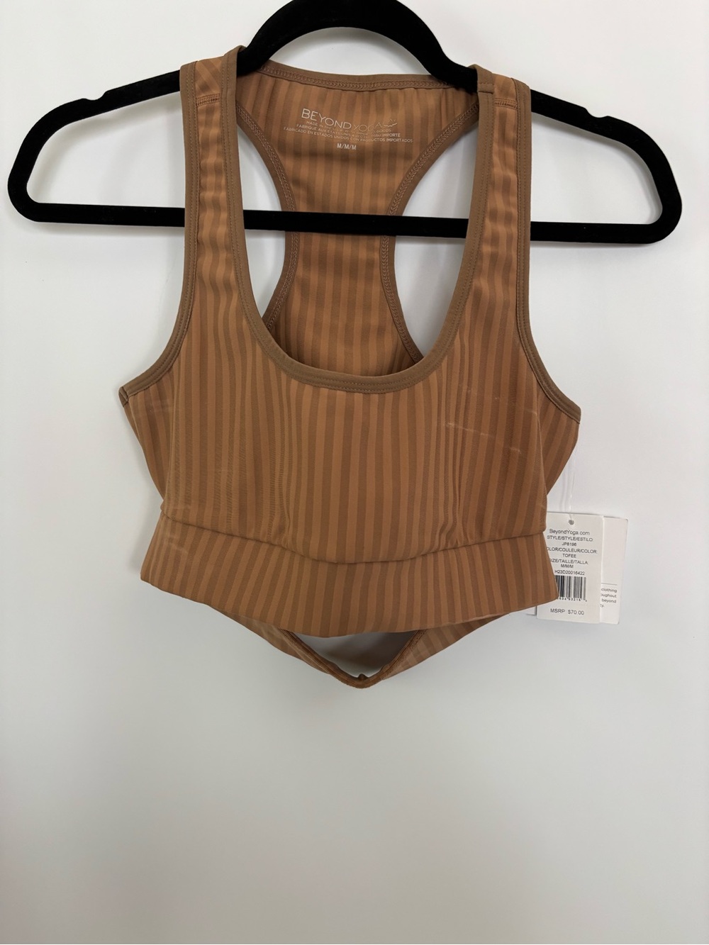 Beyond Yoga Work It Over Long Line Bra Toffee Size M NWT